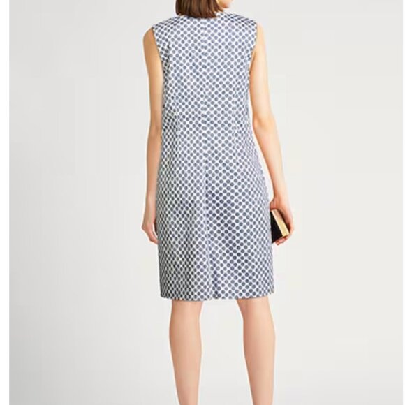 PESERICO Made in Italy Cotton Polka Dots Easy Dress White/Slate Blue - Picture 4 of 13